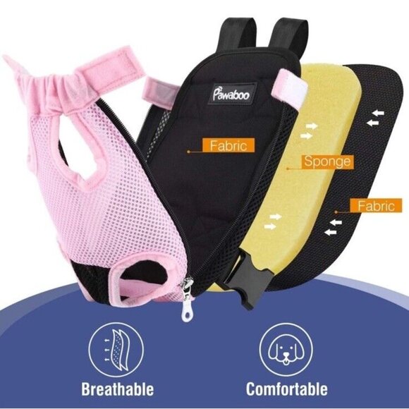 Pawaboo Pet Carrier Backpack Adjustable for Pets/Cat/Dog Bag, Black Pink MEDIUM - Picture 2 of 8